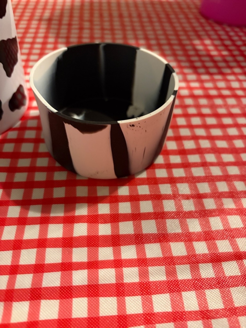 Black and White Cow Print Travel Mug with Handle 40oz - Picture 2 of 4
